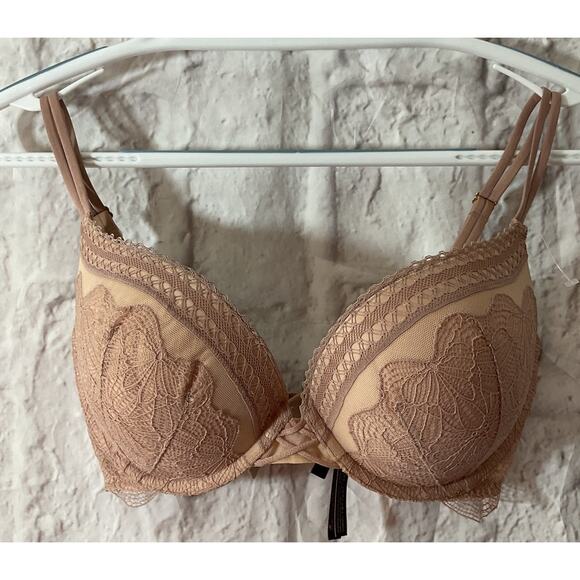Victoria's Secret Bombshell Lace Push-up Plunge Bra 32 DD Mauve - Picture 5 of 6